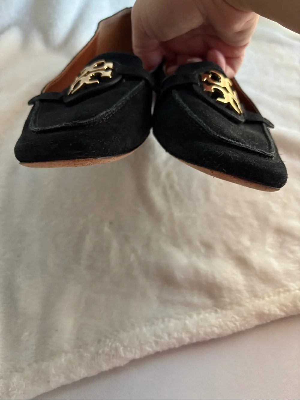 Tory Burch Miller Suede Metal Loafers Size 9.5M Black